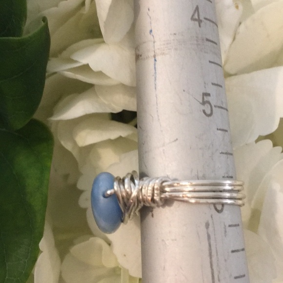 Blue Jade silver plated wire wrapped ring.💍 - Picture 7 of 8